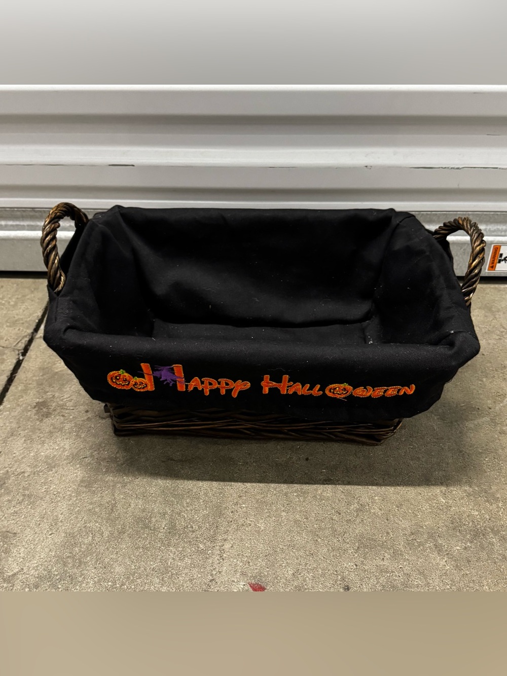 Halloween Treat Basket Liner - Black "Happy Halloween"